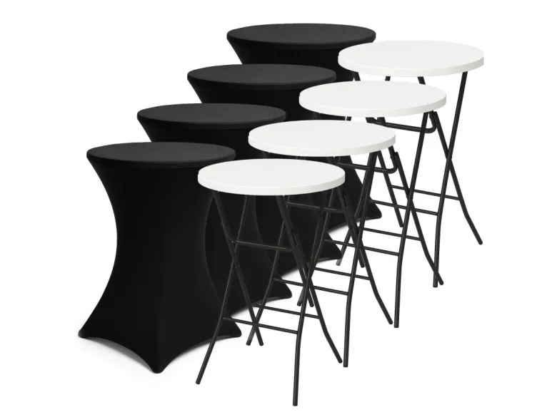Brixy 80 x 110 cm White inklapbare statafel met rok – Set van 4