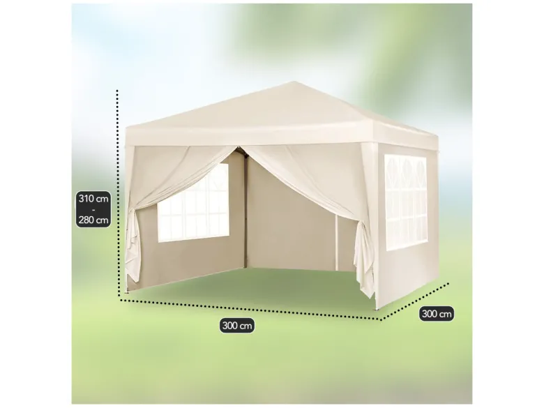 Brixy 3 x 3 meter opvouwbare partytent met zijwanden - Cream