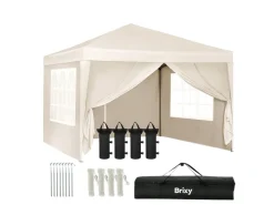 Brixy 3 x 3 meter opvouwbare partytent met zijwanden - Cream