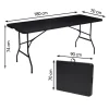 Brixy 180 x 70 x 74 cm inklapbare campingtafel - Black