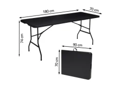Brixy 180 x 70 x 74 cm inklapbare campingtafel - Black