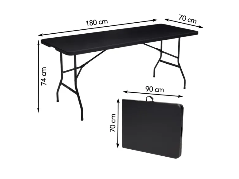 Brixy 180 x 70 x 74 cm inklapbare campingtafel - Black