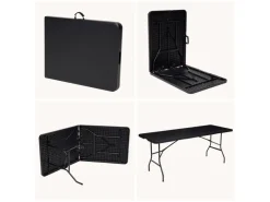 Brixy 180 x 70 x 74 cm inklapbare campingtafel - Black