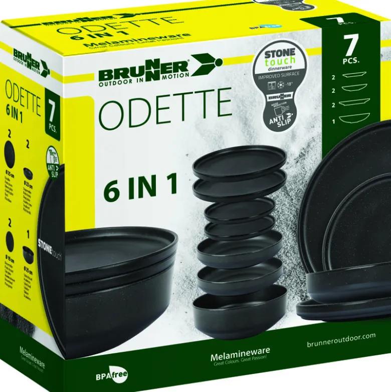 Brunner Odette Double Black 6 in 1 melamine serviesset - 7-delig