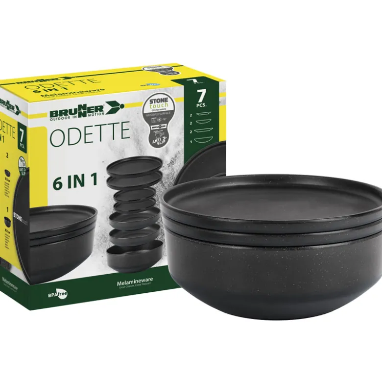 Brunner Odette Double Black 6 in 1 melamine serviesset - 7-delig