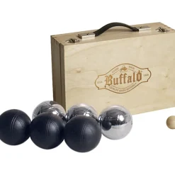 Buffalo gepoedercoat Jeu de boules set in houten doos