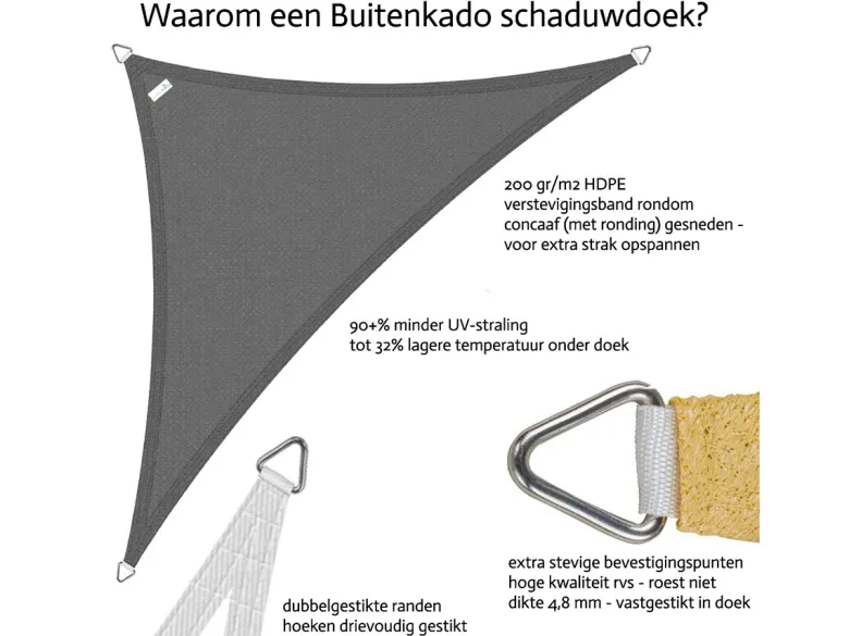 Buitenkado 2x4.5 crème wit hpde waterdoorlatend schaduwdoek