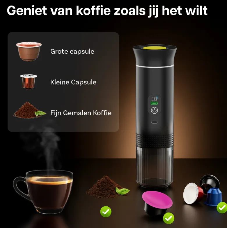 Campingwise draagbare espressomachine - Black