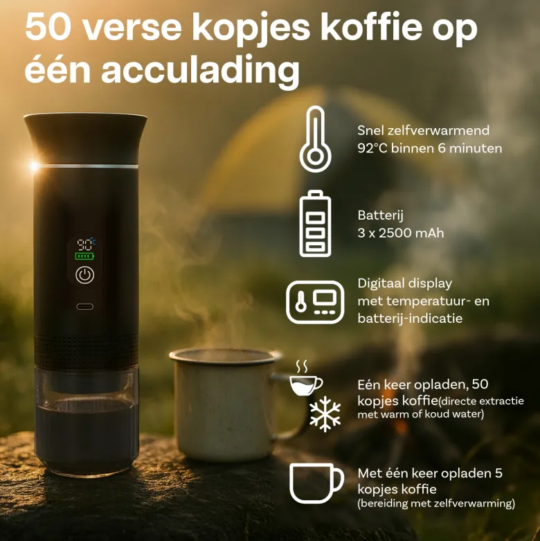 Campingwise draagbare espressomachine - Black