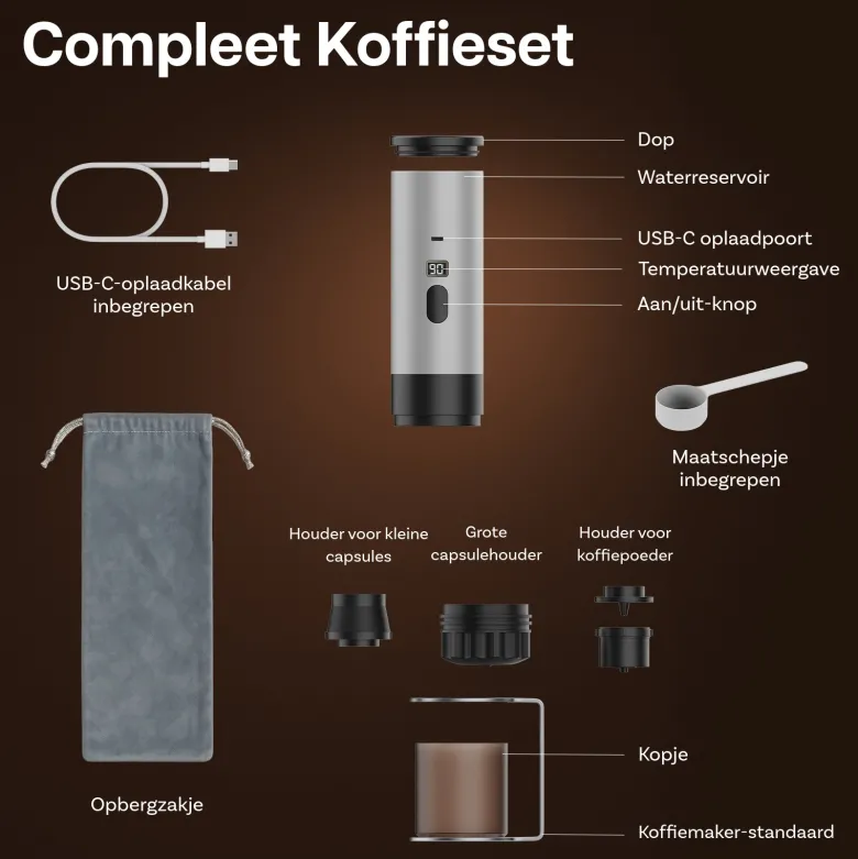 Campingwise draagbare espressomachine - Grey