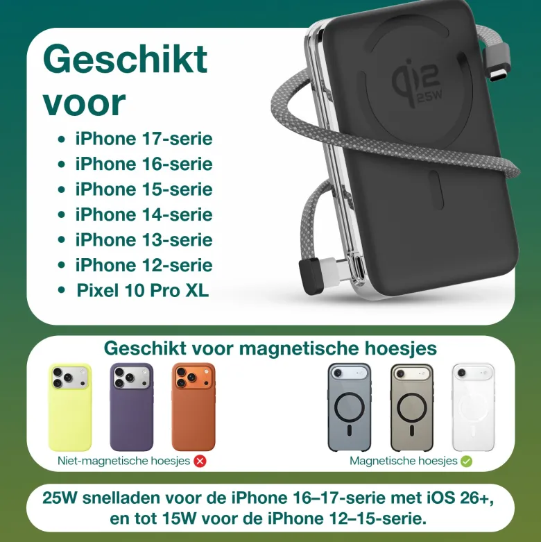 Campingwise Qi2.2 10000mAh magnetische Powerbank - Black