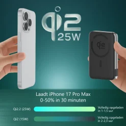 Campingwise Qi2.2 10000mAh magnetische Powerbank - Black
