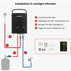 Camplux AY132B 5 liter draagbare geiser - 50 mbar