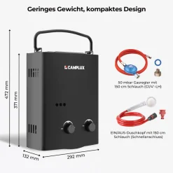 Camplux AY132B 5 liter draagbare geiser - 50 mbar