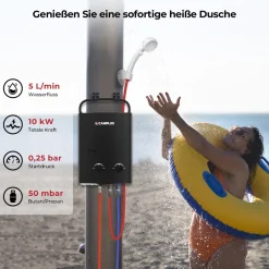 Camplux AY132B 5 liter draagbare geiser - 50 mbar