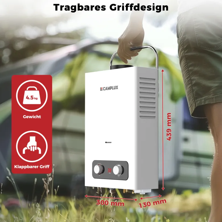 Camplux BD158 6 liter draagbare geiser - 50 mbar