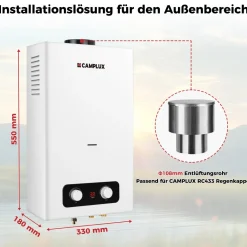 Camplux BD264 10 liter geiser - 50 mbar