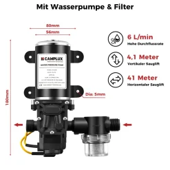 Camplux BW158 6 liter geiser met pomp en regenkap - 50 mbar