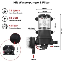 Camplux BW264 10 liter geiser met pomp en regenkap - 50 mbar