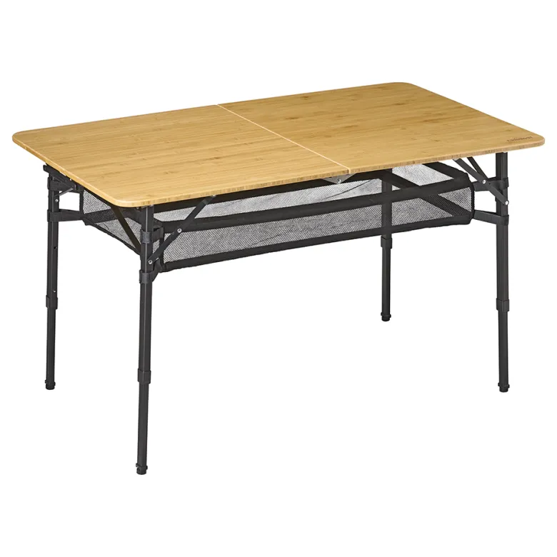 Campout Bamboe campingtafel met opbergnet - 120 x 70 cm