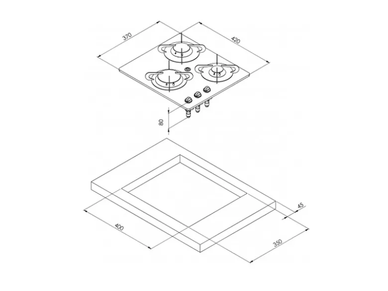 CAN PV1352-S inbouw gaskookplaat