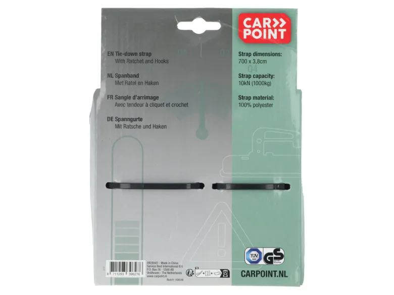 Carpoint Spanband met ratel en haken - 7 meter