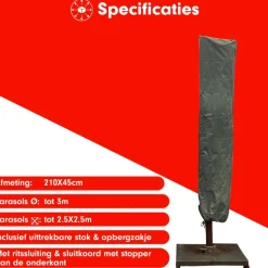 CUHOC Diamond 210 x 45 cm zweefparasol hoes