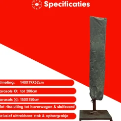 CUHOC Diamond 140 x 19 x 32 cm stokparasol hoes