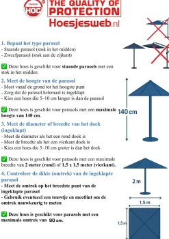 CUHOC Diamond 140 x 19 x 32 cm stokparasol hoes
