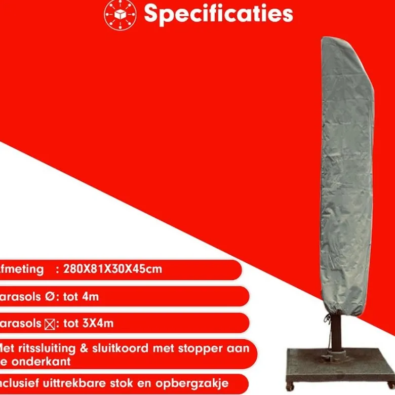 CUHOC Diamond 280 x 81 x 30 cm zweefparasol hoes