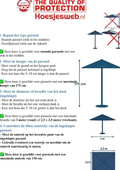 CUHOC Green 28 x 175 x 50 cm stokparasol hoes