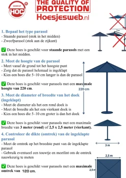 CUHOC Green 220 x 25 x 45 cm zweefparasol hoes