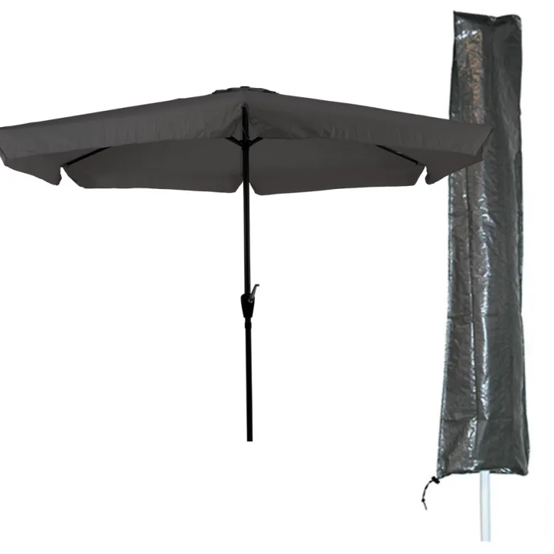 CUHOC Ø3m parasol grijs met Basic parasolhoes