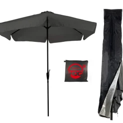 CUHOC Ø3m parasol grijs met Redlabel parasolhoes
