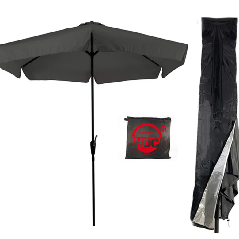 CUHOC Ø3m parasol grijs met Redlabel parasolhoes