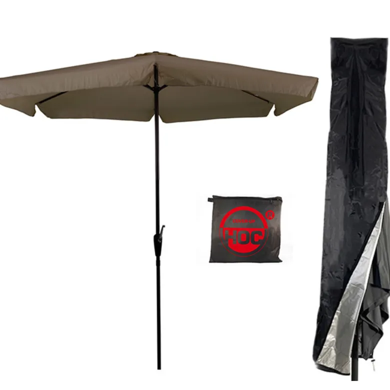 CUHOC Ø3m parasol taupe met Redlabel parasolhoes