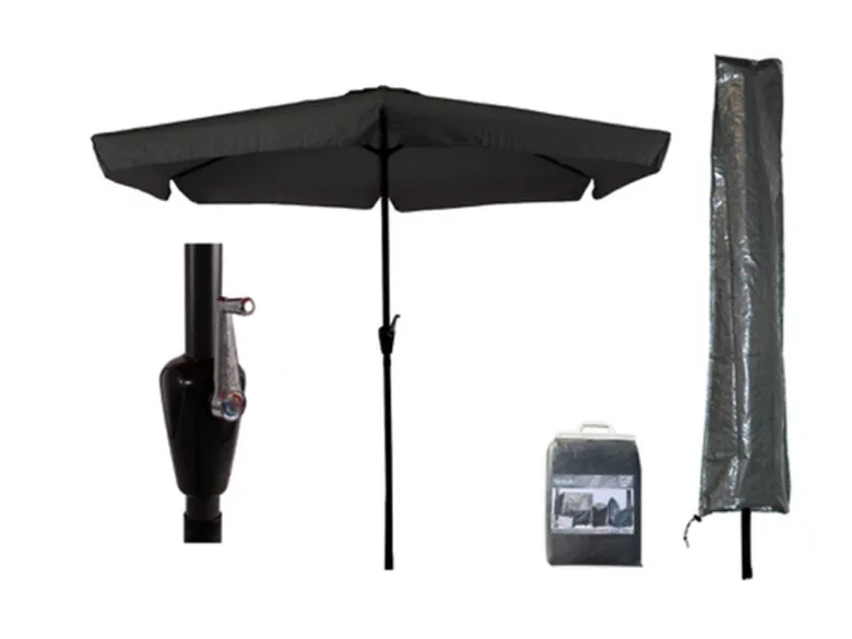 CUHOC Ø3m parasol zwart met Basic parasolhoes
