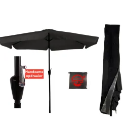 CUHOC Ø3m parasol zwart met Redlabel parasolhoes