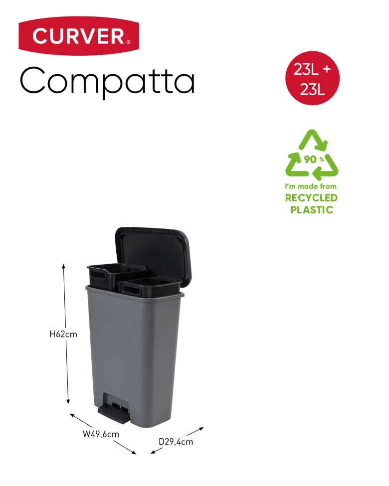 Curver Compatta Duo prullenbak - 2x 23 liter