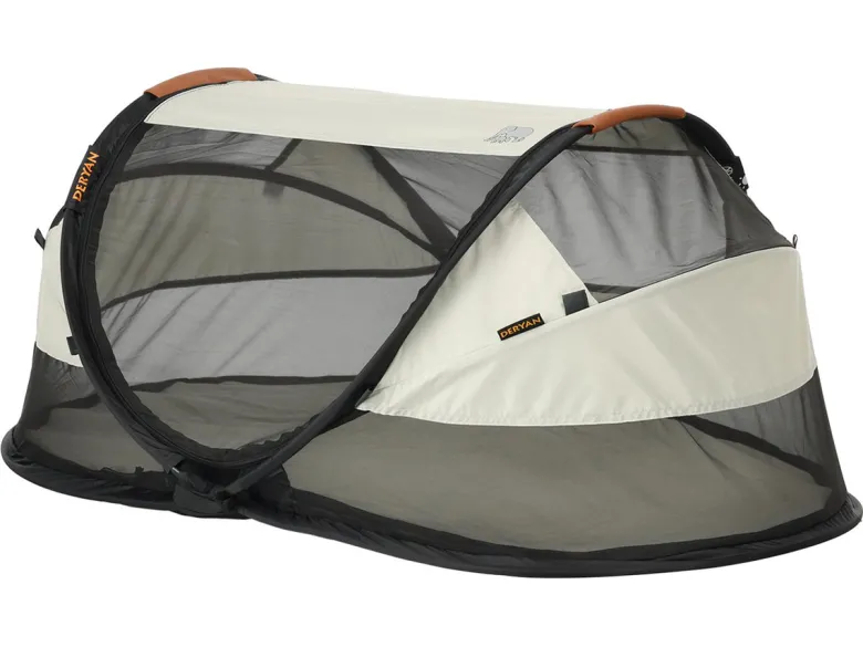 Deryan Baby Luxe campingbedje met leren handvatten - Ivory