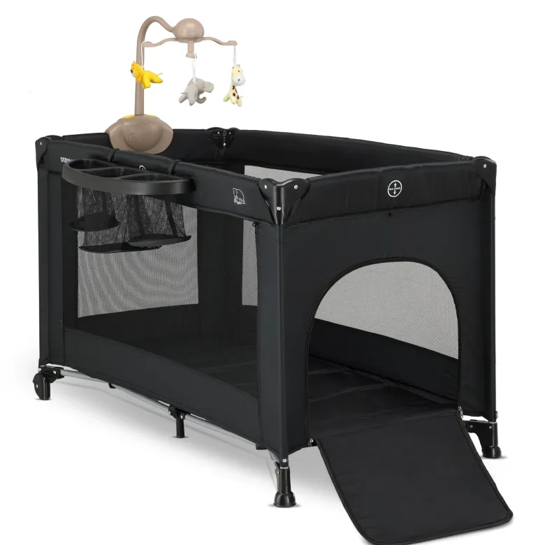 Deryan Believer campingbedje met matras en verschoonblad - Black