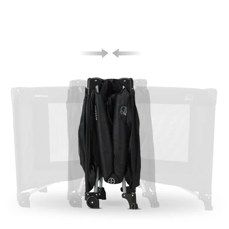 Deryan Believer campingbedje met matras en verschoonblad - Black