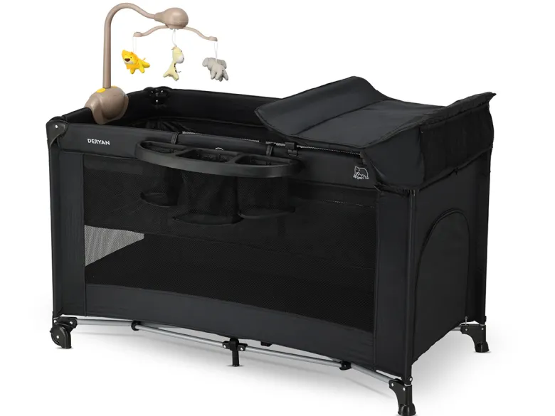 Deryan Believer campingbedje met matras en verschoonblad - Black