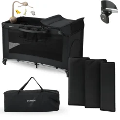 Deryan Believer campingbedje met matras en verschoonblad - Black