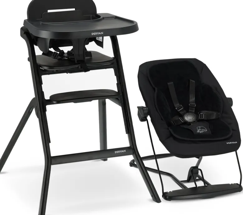 Deryan Curve kinderstoel met wipstoel en kussen - Black