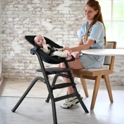 Deryan Curve kinderstoel met wipstoel en kussen - Black