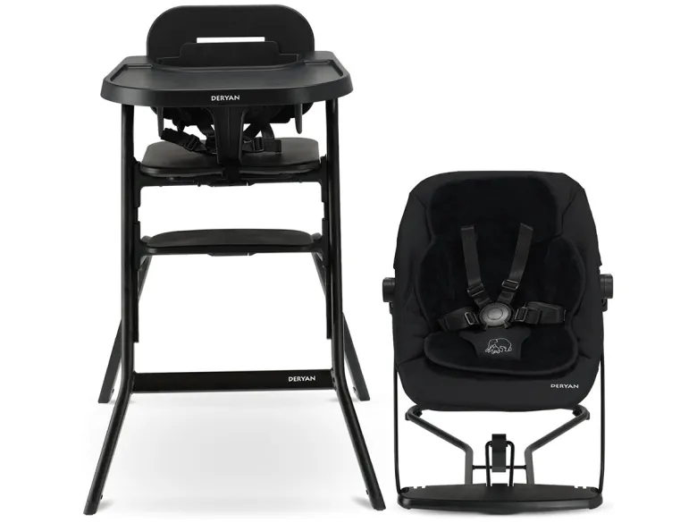 Deryan Curve kinderstoel met wipstoel en kussen - Black