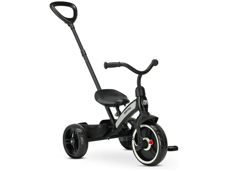 Deryan driewieler met duwstang - Black