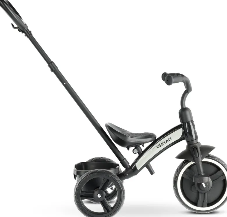 Deryan driewieler met duwstang - Black
