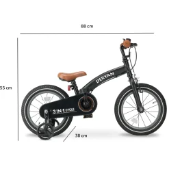 Deryan 14 inch Luxe 3-in-1 kinderfiets - Black